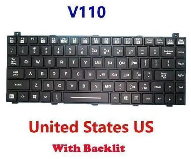 Main image of Backlit Keyboard For GETAC V110 G6 V110 G7 V110G6 V110G7 English US Black Frame