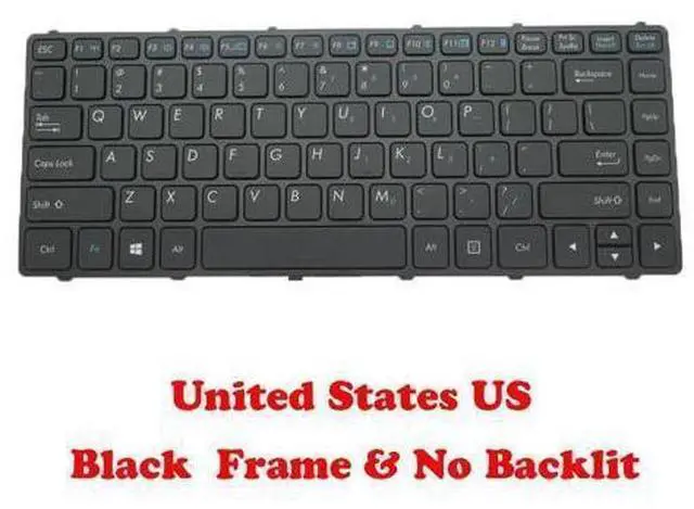 Main image of No Backlit US Keyboard For Getac V138418HS1 V0US-RO 531090280029 Black Frame