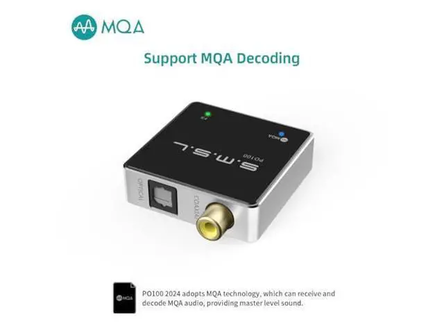 Alt view image 2 of 7 - SMSL PO100 2024 192kHz USB to Optical Audio Adapter, XMOS XU316 Type-C USB to SPDIF Optical Coaxial, Portable Digital to Analog Converter for Phone/PC, Silver