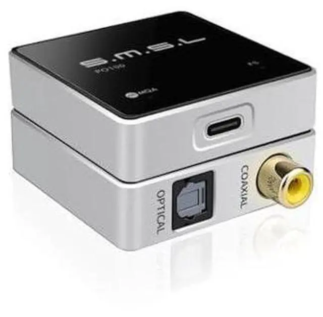 Main image of SMSL PO100 2024 192kHz USB to Optical Audio Adapter, XMOS XU316 Type-C USB to SPDIF Optical Coaxial, Portable Digital to Analog Converter for Phone/PC, Silver