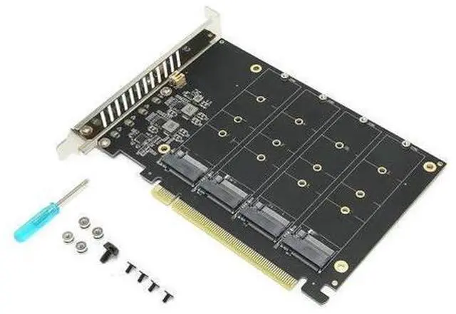 Main image of 4 Port M.2 NVMe SSD to PCIE X16M Key Hard Drive Converter Reader Expansion Card, 4 x 32Gbps Transfer Speed (PH44)