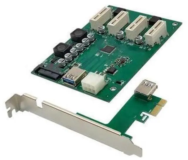 Main image of PCIe 1 to 4 PCI Express 1X Slots Riser Card Mini ITX to External 4 PCI-e Slot Adapter PCIe Port Multiplier Card ASM1184e