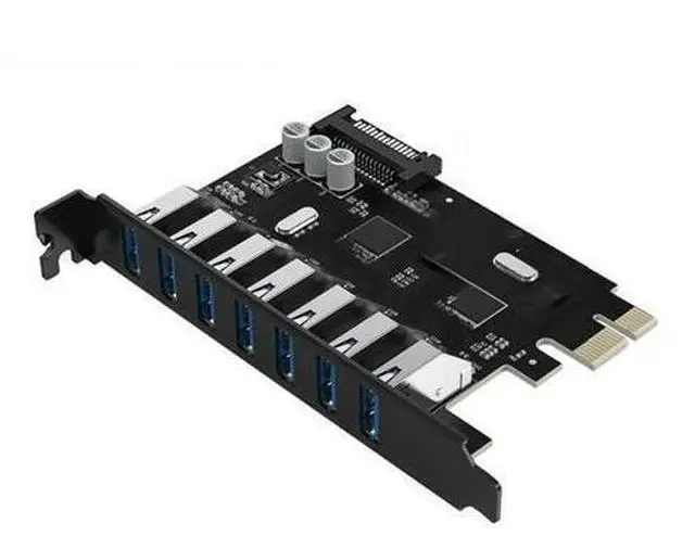 Main image of USB 3.0 7 Port PCI-E Express Card Sata to 15 Pin Extender Adapter Card Power Connector