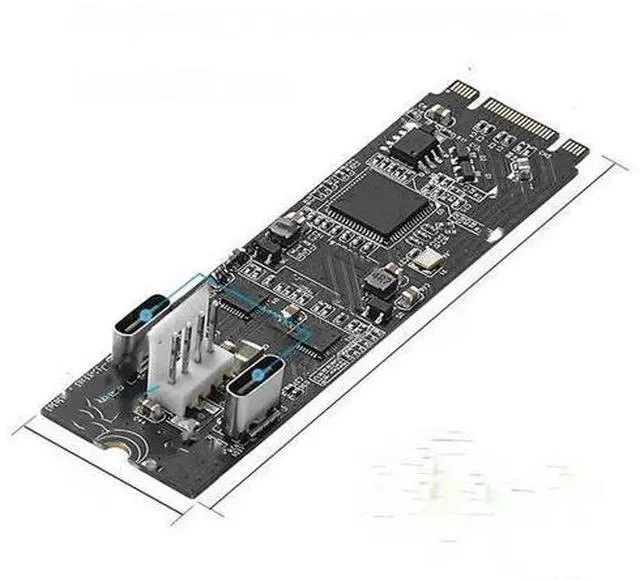 Main image of Asm3142 M.2 to 2 Ports Type-c Host Controller Card USB 3.2 Gen2 10 Gbps USB C M.2 22x60 B Key M Key Data Transfer Riser