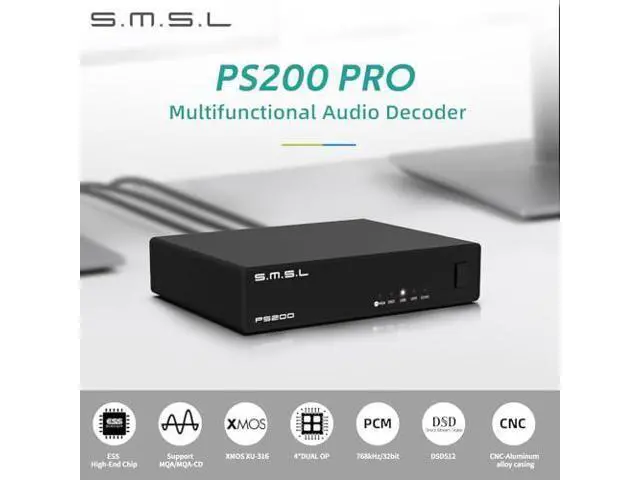 Alt view image 2 of 6 - SMSL PS200PRO ES9039Q2M HiFi DAC, DSD512 PCM 32Bit/768kHz Digital to Analog Audio Converter, USB/Optical/Coaxial to Stereo RCA Output, MQA/MQA-CD Audio DAC for PC/PS5/Switch/Amp