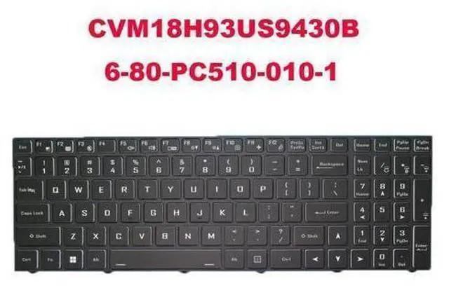 Main image of No Backlit Paper US Keyboard For CLEVO CVM18H93US9430B 6-80-PC510-010-1 WIN11
