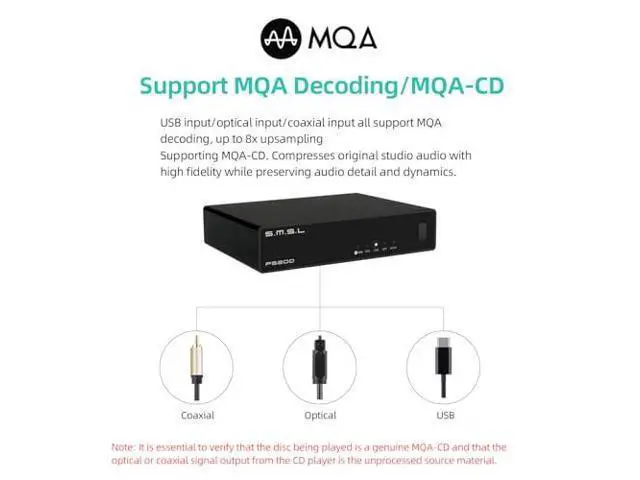 Alt view image 6 of 6 - SMSL PS200PRO ES9039Q2M HiFi DAC, DSD512 PCM 32Bit/768kHz Digital to Analog Audio Converter, USB/Optical/Coaxial to Stereo RCA Output, MQA/MQA-CD Audio DAC for PC/PS5/Switch/Amp