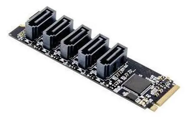 Main image of PCIe X2 M.2 Key M to 5-Port SATA 3.0 adapter Card NGFF NVME M.2 m Key to sata3.0 Converter Card JMB585 chipset 6Gbps SATA3