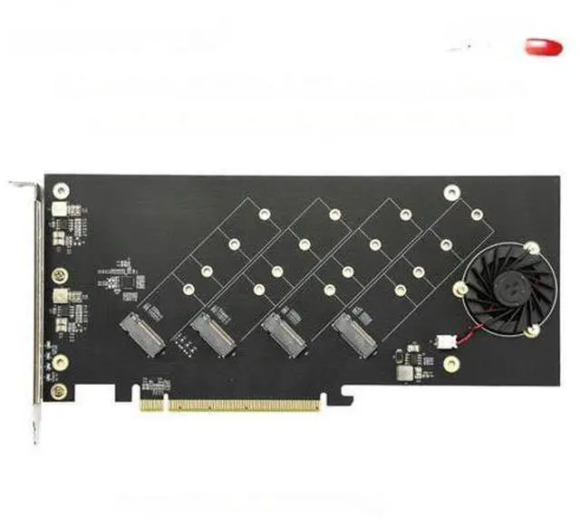 Main image of 4 Ports M.2 NVMe to Pcie 4.0 X16 riser controller Adapter Card Only Support Bifurcation Motherboards