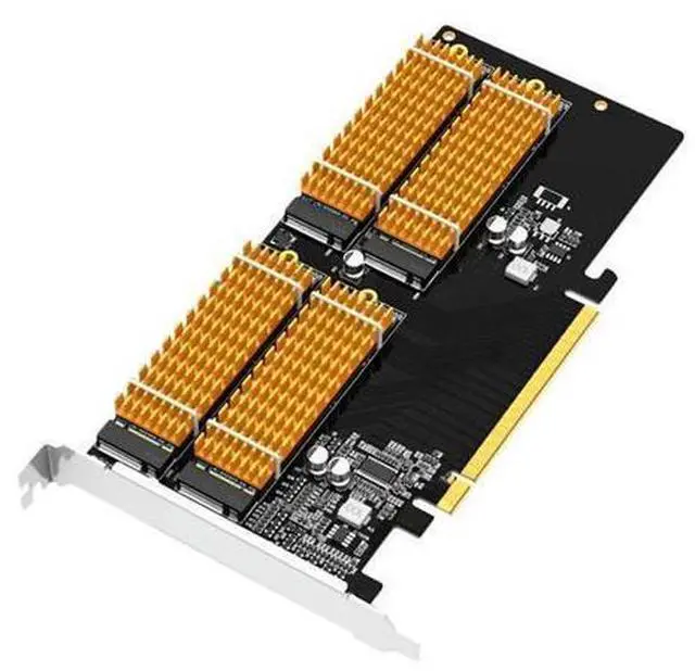 Main image of KCSSD10 PCIE X16 Adapter Card M.2 NVMe Protocol 4 port MKEY SSD Solid-State Drive Array Cooling Adapter Card