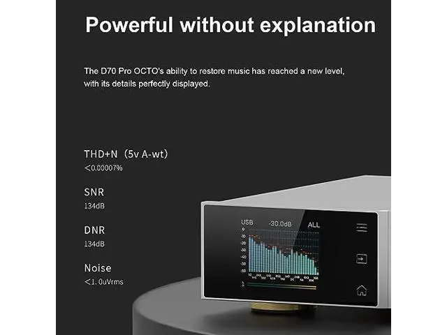 Alt view image 4 of 6 - Topping D70 Pro OCTO Hi-Res DAC: 8X CS43198 Flagship Chips, Bluetooth5.1 Wireless Audio DAC, USB/AES/BT/Opt/Coax Input XLR/RCA Output, Home Audio DA Converters, Preamp DAC with Color Display (Silver)