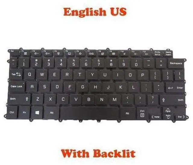 Main image of English US Backlit Keyboard For 14Z90P 14Z90P-G 14Z90P-K Black NO Frame