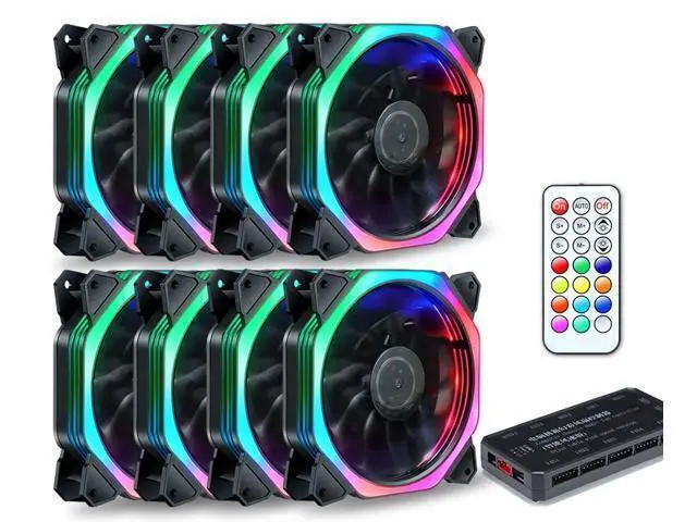 Alt view image 2 of 6 - 8pcs fan + remote controller pwm cpu rgb fan 120mm Fan Computer PC Case Fan RGB Adjust LED Fan Speed 120mm Quiet Remote Computer Cooler Cooling RGB Case Fans