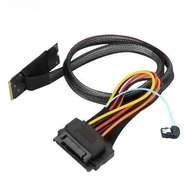 Main image of M.2 (M-Key nvme) SFF-8643 to U.2 SFF-8639 Adapter with SATA 15P and 7P Right-Angle Cable