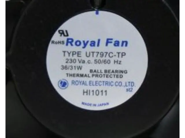 Alt view image 2 of 2 - New Japan ROYAL UT795C-TP/UT797C-TP 230V 0.26A cooling fan