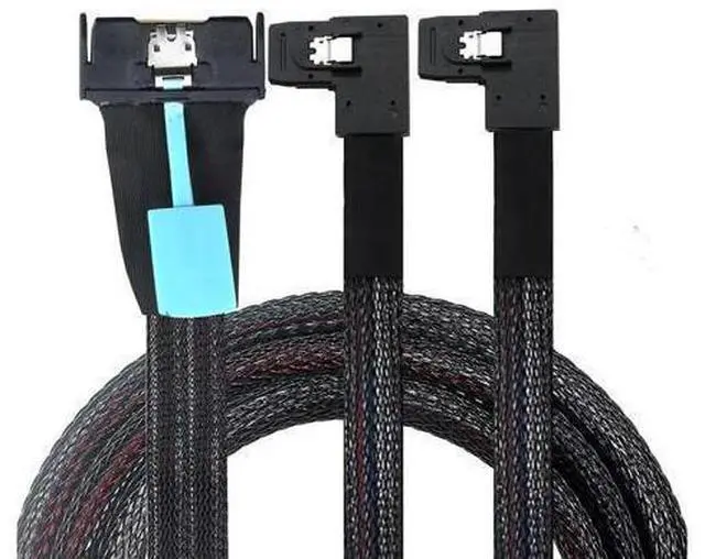 Main image of PCI-E 5.0 8X 74Pin to 2X 36Pin Mini SAS SFF-8087 left angle Extension Data and Cord Cable