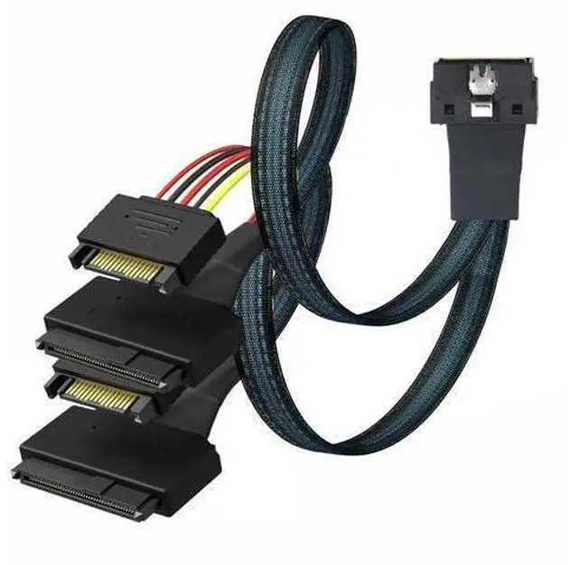 Main image of PCI-E LP Low profile SFF-8654 8I 74P to 2X SFF-8639 U.2 U2 with 15P SATA power NVME SSD Cable