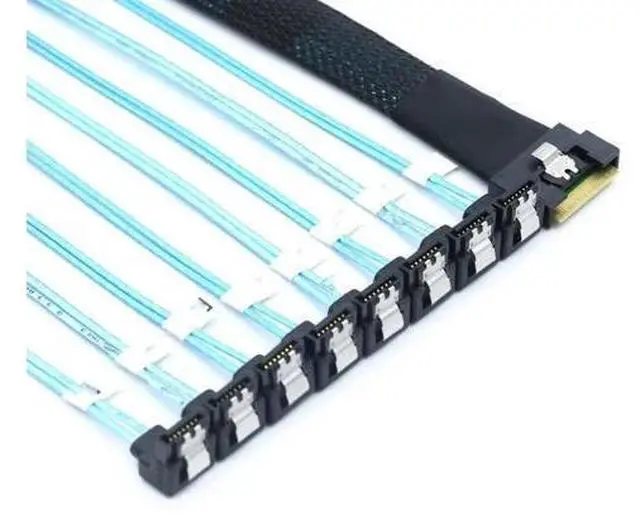 Main image of PCI-E SAS SFF-8654 8I To 8 Ports SATA 90 degree server hard drive Cable