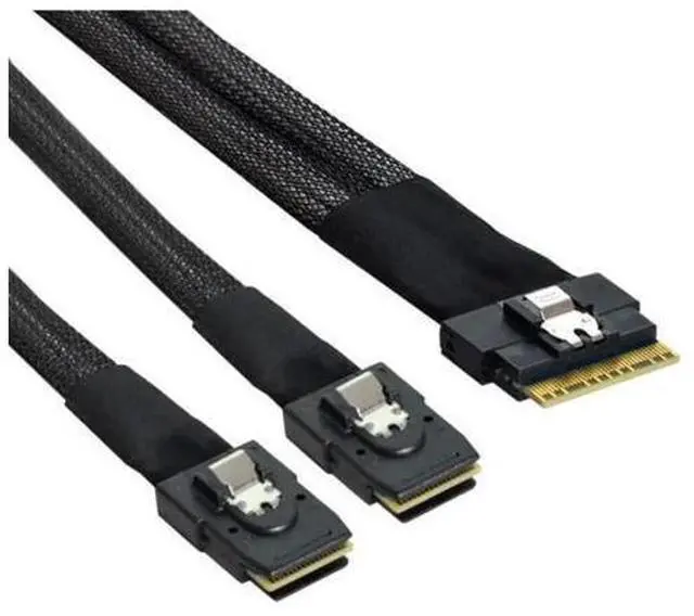 Main image of PCI-E Ultraport Slim SAS4.0 SFF-8654 8i 74pin to Dual SFF-8643 4i Mini SAS Cable