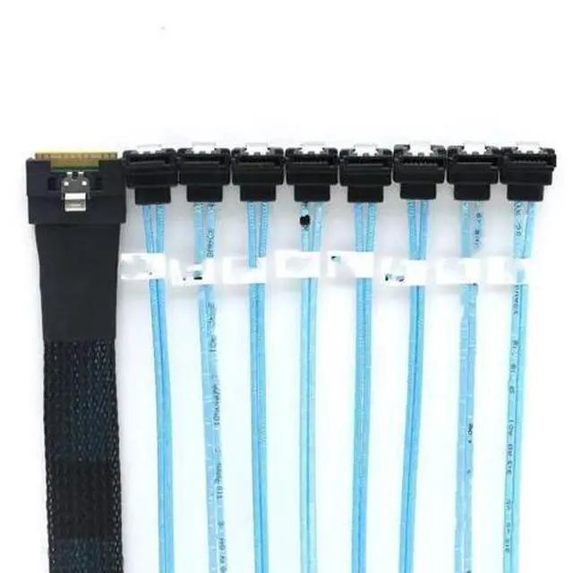 Main image of PCIE SAS SFF-8654 8I Full Cover To High-speed Line 8 Ports SATA 90 Degrees Cable