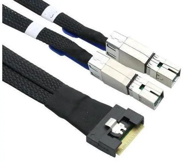 Main image of PCIe SFF-8654 8I to 2 SAS HD 8644 Adapter Cable Server Internal Wiring Bundle with Full Coverage Angled Connector