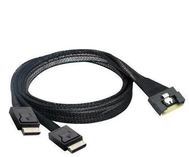 Main image of PCIE SAS SFF-8654 8i to 2 8611 4i Cables with Antikink/Plug Protection