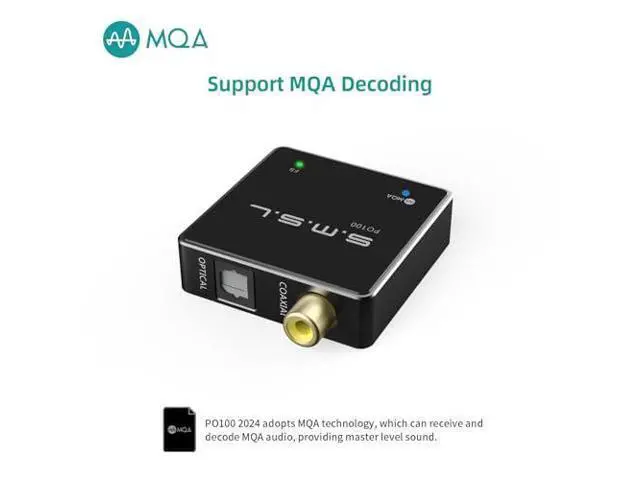 Alt view image 2 of 7 - SMSL PO100 2024 XU316 Digital to Analog Audio Converter, MQA Decoding USB to Toslink Coaxial/Optical, Mini USB to Coaxial Cable Adapter for Phone/PC/Player/Streamer, Black