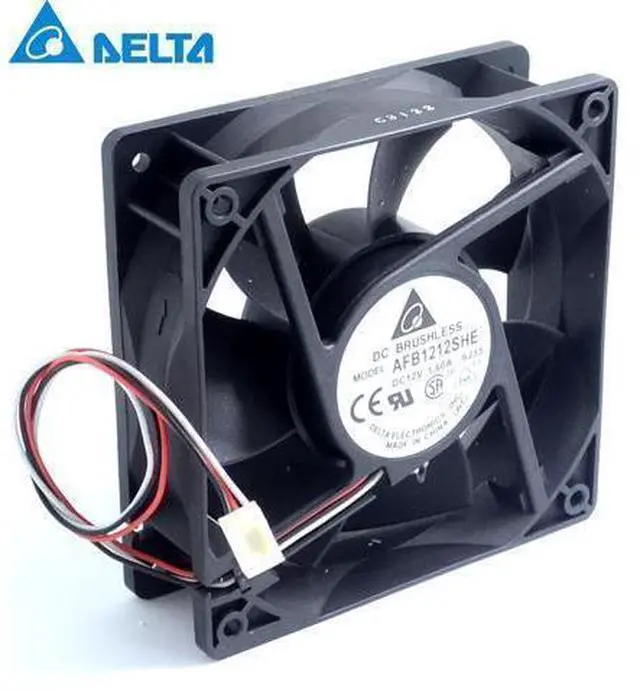 Main image of AFB1212SHE 12cm 1.60a 12v quiet double ball speed automatic temperature control fan wind capacity 120*120*25MM