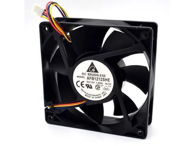 Alt view image 3 of 6 - AFB1212SHE 12038 12cm 1.6A 12v 4wire PWM 40cm long line of fan Delta 120*120*38mm