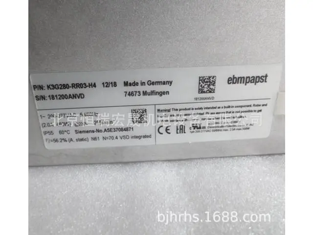 Alt view image 3 of 3 - Centrifugal fan K3G280-RR03-H4 K3G280-RR04-H9 Germany ebmpapst motor fan