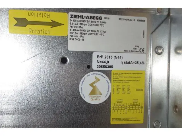 Alt view image 2 of 5 - RD22P-4DW.4N.1R Germany ziehl-abegg new original imported centrifugal fan