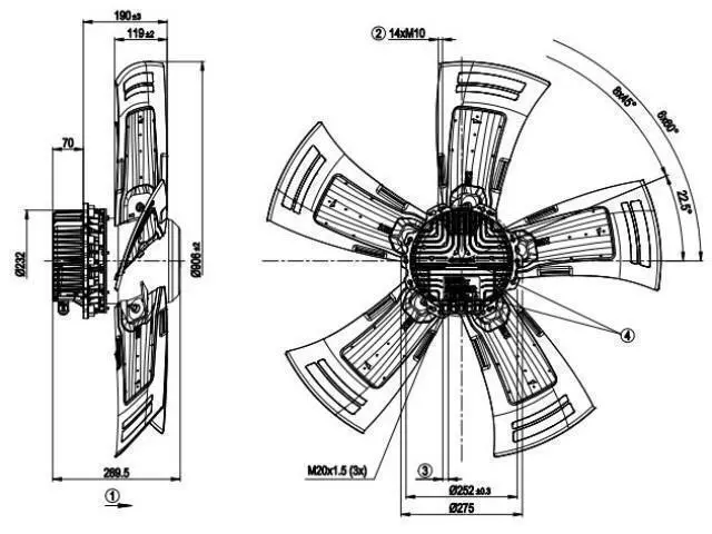 Alt view image 2 of 2 - German ebmpapst fan A3G910-AV02-02 380/480V cooling fan