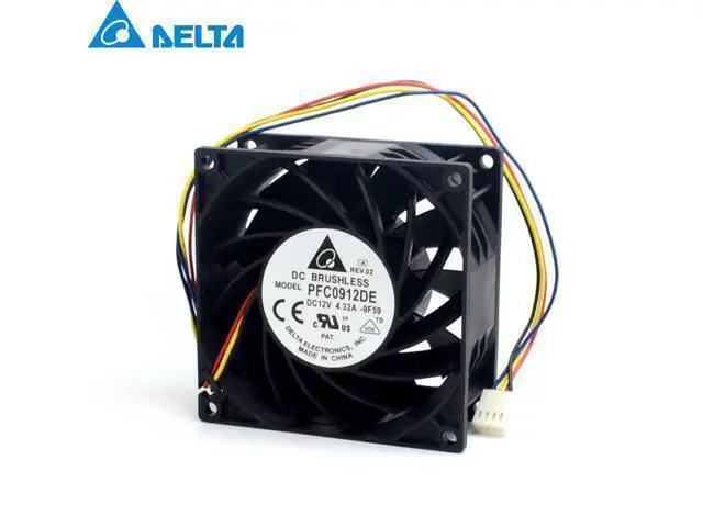 Alt view image 3 of 6 - Delta PFC0912DE 9038 12V 4.32A 9CM fan Delta 90*90*38mm
