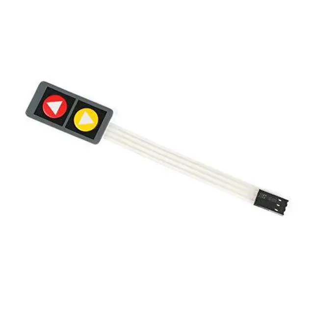 Alt view image 2 of 6 - 5Pcs 1x2 2 Key Membrane Switch MG001F 2-Key Array Membrane Switch on Off Display Microcontroller Extended Keyboard 3Pin Dupont DIY Red Yellow with Symbol 40x20x0.8mm