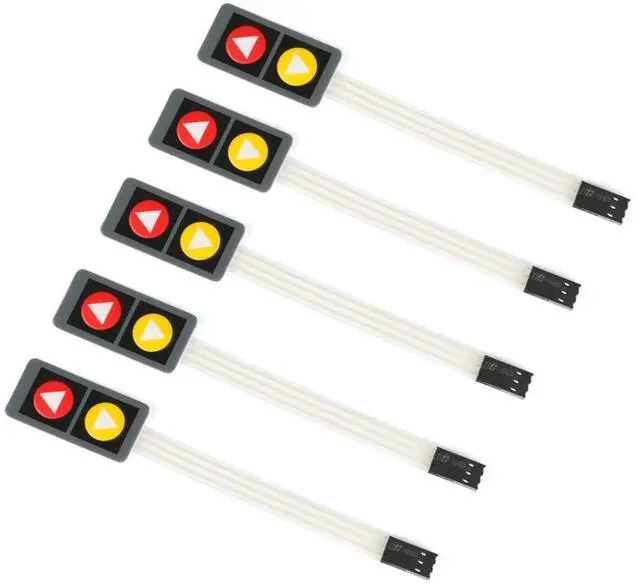 Main image of 5Pcs 1x2 2 Key Membrane Switch MG001F 2-Key Array Membrane Switch on Off Display Microcontroller Extended Keyboard 3Pin Dupont DIY Red Yellow with Symbol 40x20x0.8mm
