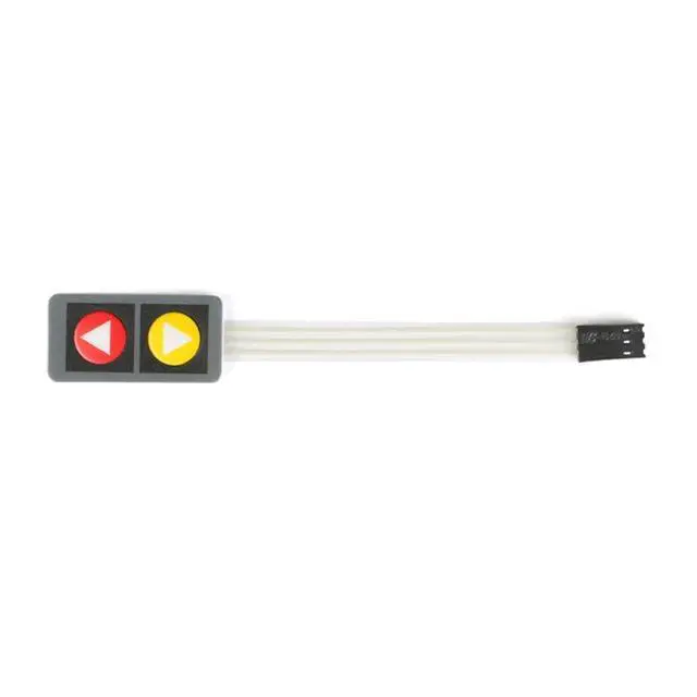 Alt view image 3 of 6 - 5Pcs 1x2 2 Key Membrane Switch MG001F 2-Key Array Membrane Switch on Off Display Microcontroller Extended Keyboard 3Pin Dupont DIY Red Yellow with Symbol 40x20x0.8mm