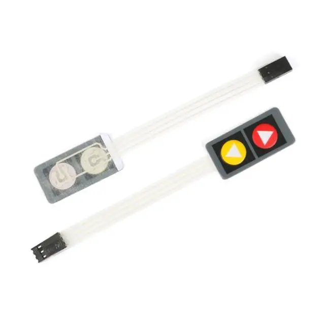 Alt view image 5 of 6 - 5Pcs 1x2 2 Key Membrane Switch MG001F 2-Key Array Membrane Switch on Off Display Microcontroller Extended Keyboard 3Pin Dupont DIY Red Yellow with Symbol 40x20x0.8mm