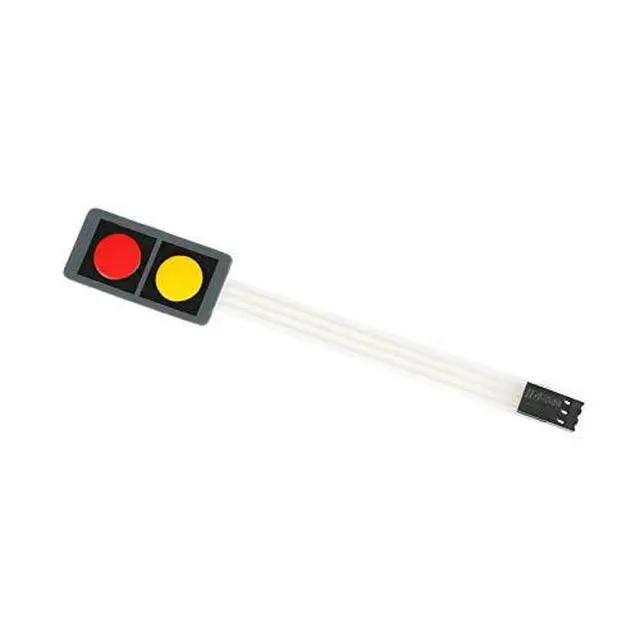 Alt view image 2 of 6 - 3Pcs 1x2 2 Key Membrane Switch MG001F 2-Key Array Membrane Switch on Off Display Microcontroller Extended Keyboard 3Pin Dupont DIY Red Yellow 40x20x0.8mm