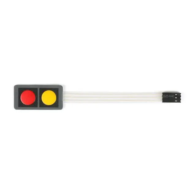 Alt view image 3 of 6 - 3Pcs 1x2 2 Key Membrane Switch MG001F 2-Key Array Membrane Switch on Off Display Microcontroller Extended Keyboard 3Pin Dupont DIY Red Yellow 40x20x0.8mm