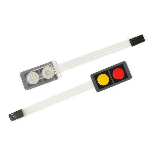 Alt view image 5 of 6 - 3Pcs 1x2 2 Key Membrane Switch MG001F 2-Key Array Membrane Switch on Off Display Microcontroller Extended Keyboard 3Pin Dupont DIY Red Yellow 40x20x0.8mm