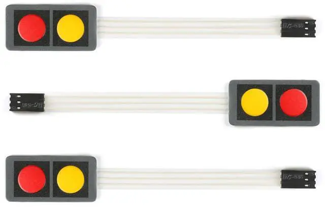 Main image of 3Pcs 1x2 2 Key Membrane Switch MG001F 2-Key Array Membrane Switch on Off Display Microcontroller Extended Keyboard 3Pin Dupont DIY Red Yellow 40x20x0.8mm