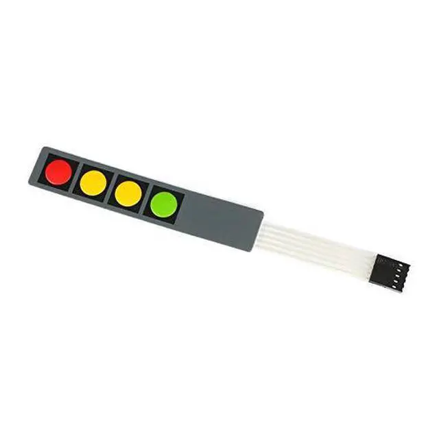 Alt view image 2 of 6 - 5Pcs 1x4 4 Key Membrane Switch MG192B 4-Key Array Membrane Switch on Off Display Microcontroller Extended Keyboard 5Pin Dupont DIY Red Yellow Yellow Green 107x20x0.8mm