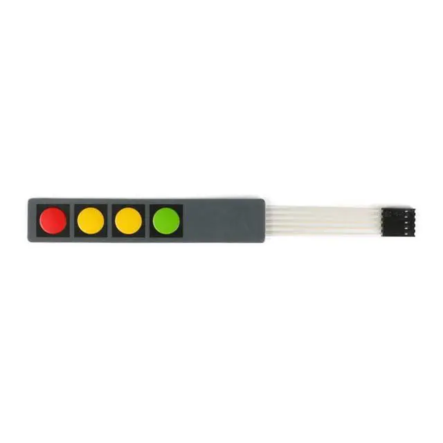 Alt view image 3 of 6 - 5Pcs 1x4 4 Key Membrane Switch MG192B 4-Key Array Membrane Switch on Off Display Microcontroller Extended Keyboard 5Pin Dupont DIY Red Yellow Yellow Green 107x20x0.8mm