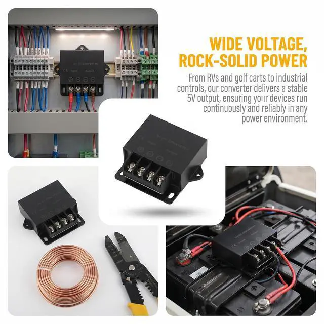 Alt view image 5 of 7 - Mini DC 12V/24V to 5V 15A 75W DC Power Converter Buck Power Module | ABS Shell; Passive Cooling; Quiet Operation; High Efficiency; 100,000-hour lifespan; With Protection Funtion