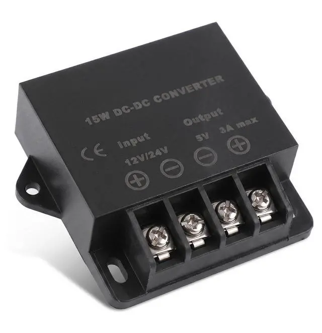 Main image of Mini DC 12V/24V to 5V 3A 15W DC Power Converter Buck Power Module | ABS Shell; Passive Cooling; Quiet Operation; High Efficiency; 100,000-hour lifespan; With Protection Funtion