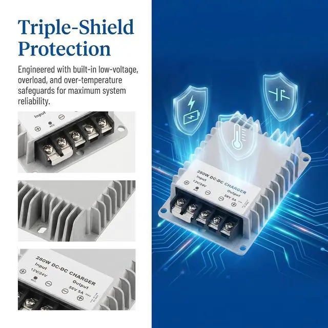 Alt view image 2 of 7 - DC 12V/24V to DC 56V 5A Power Converter Auto Boost Regulator Supply Module | Aluminum Shell; Passive Cooling; Quiet Operation; High Efficiency; 100,000-hour lifespan; Protection
