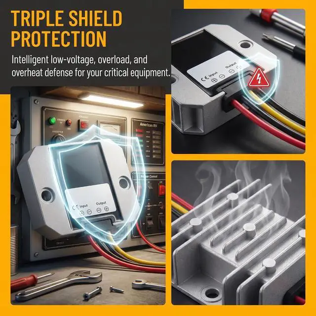 Alt view image 2 of 7 - DC 36V/48V to 12V 5A 60W Auto Buck Power Converter DC Power Transformer | Aluminum Shell; Passive Cooling; Quiet Operation; High Efficiency; 100,000-hour lifespan; With Protection Funtion