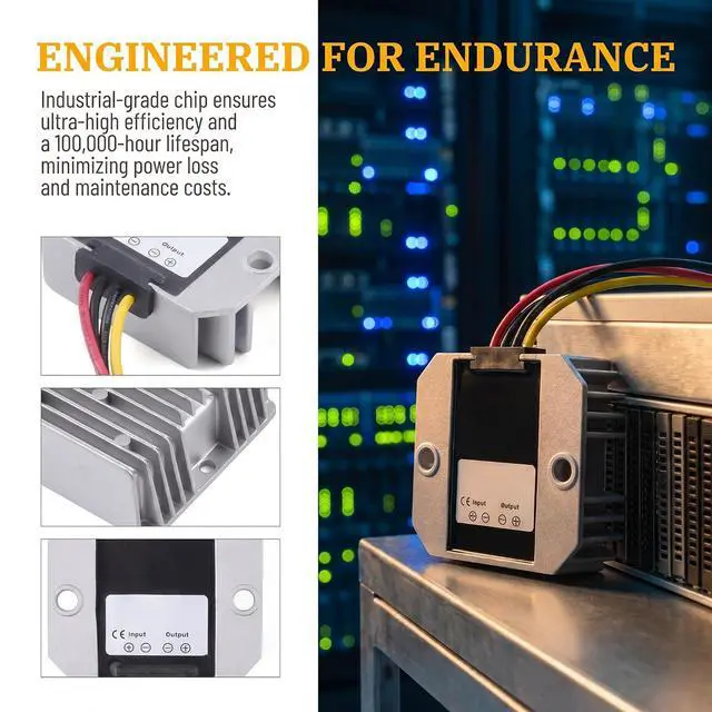 Alt view image 5 of 7 - DC 36V/48V to 12V 5A 60W Auto Buck Power Converter DC Power Transformer | Aluminum Shell; Passive Cooling; Quiet Operation; High Efficiency; 100,000-hour lifespan; With Protection Funtion