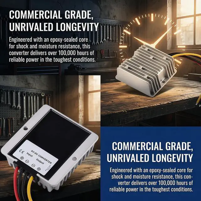 Alt view image 4 of 7 - DC 36V/48V to 12V 25A 300W Auto Buck Power Converter DC Power Transformer | Aluminum Shell; Passive Cooling; Quiet Operation; High Efficiency; 100,000-hour lifespan; With Protection Funtion