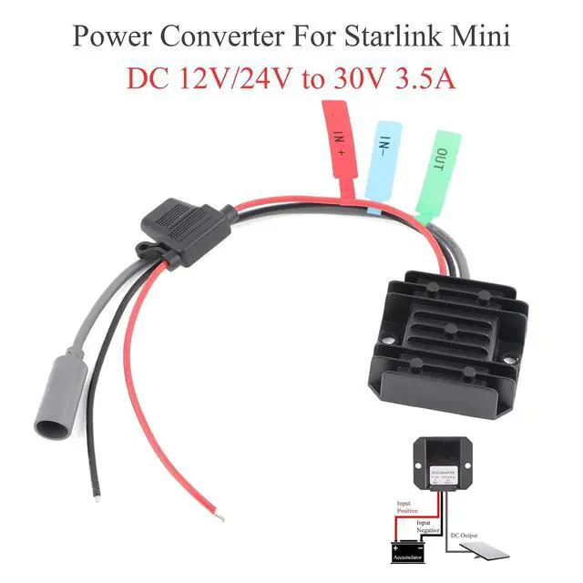 Alt view image 2 of 7 - DC 12V 24V to 30V Power Converter MAX 105W + 10m DC Male to Female Cable | Aluminum Shell; Passive Cooling; High Efficiency; 30,000-hour lifespan; With Protection Funtion; for Starlink MINI; with Fuse